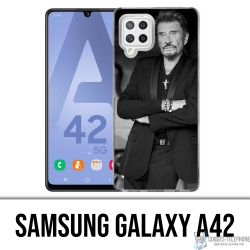 Samsung Galaxy A42 Case - Johnny Hallyday Black White