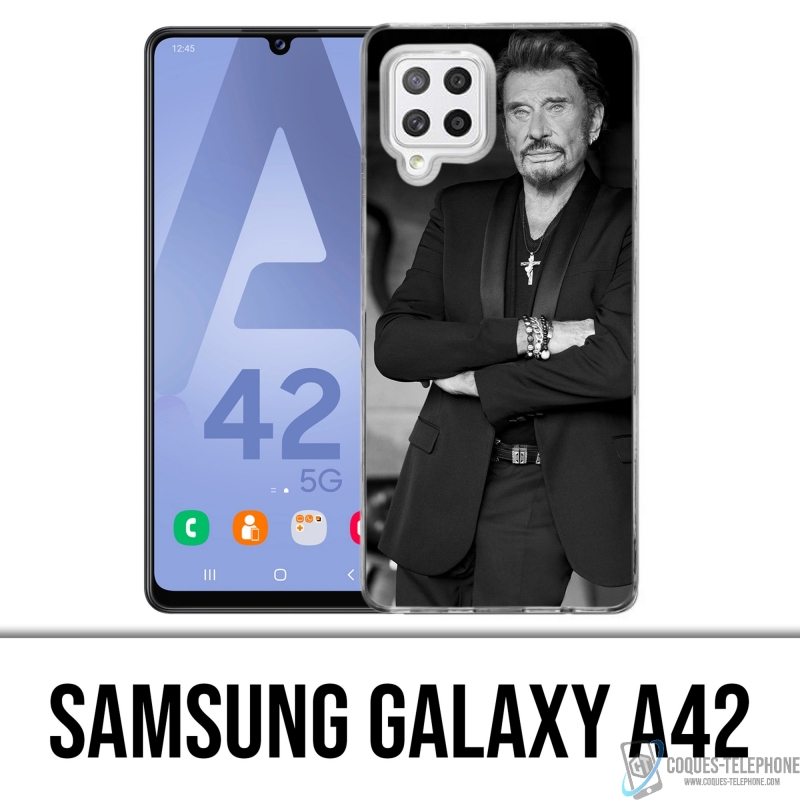 Coque Samsung Galaxy A42 - Johnny Hallyday Noir Blanc
