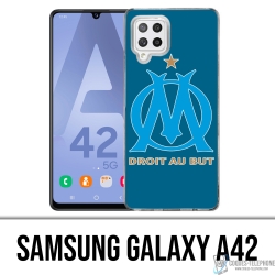 Funda Samsung Galaxy A42 - Logotipo Om Marseille con fondo azul grande
