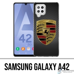 Custodia per Samsung Galaxy A42 - Logo Porsche in carbonio