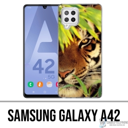 Custodia per Samsung Galaxy A42 - Foglie di tigre