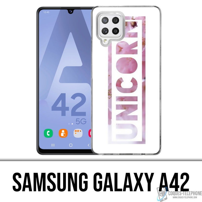 Custodia per Samsung Galaxy A42 - Unicorno Fiori Unicorno