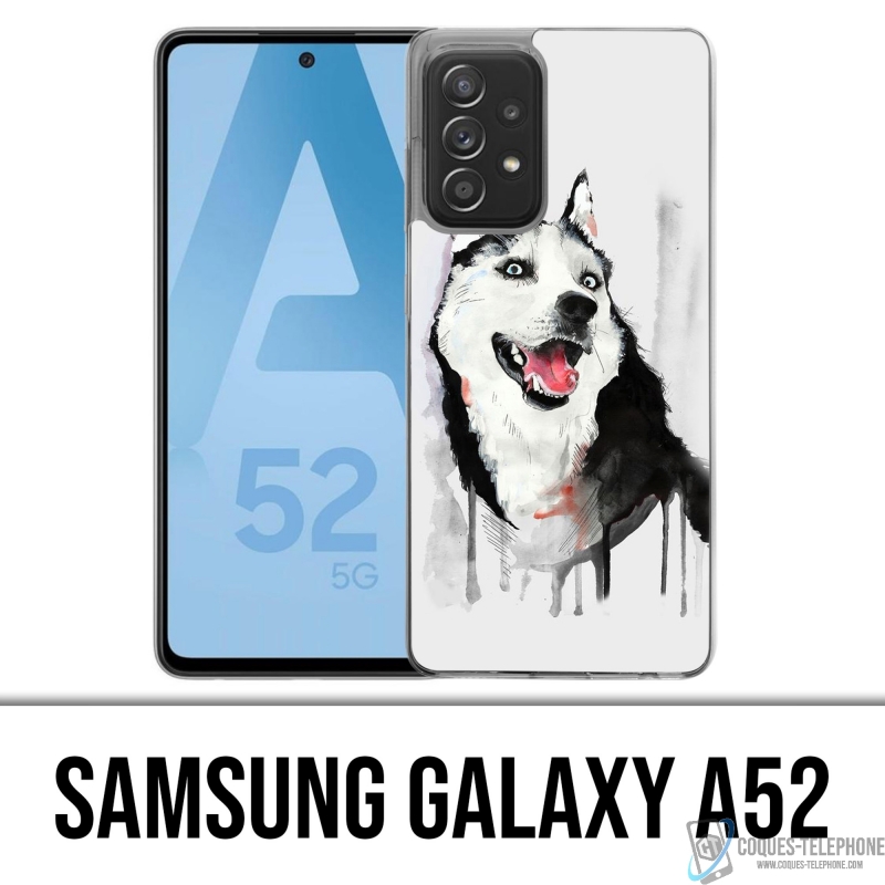 Coque Samsung Galaxy A52 - Chien Husky Splash