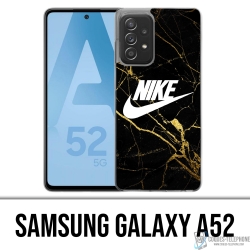 Custodia per Samsung Galaxy A52 - Logo Nike in marmo color oro