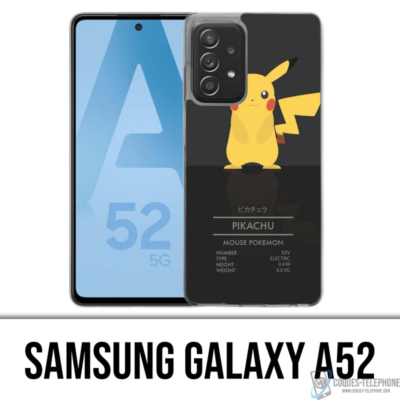 Funda Samsung Galaxy A52 - Tarjeta de identificación de Pokémon Pikachu