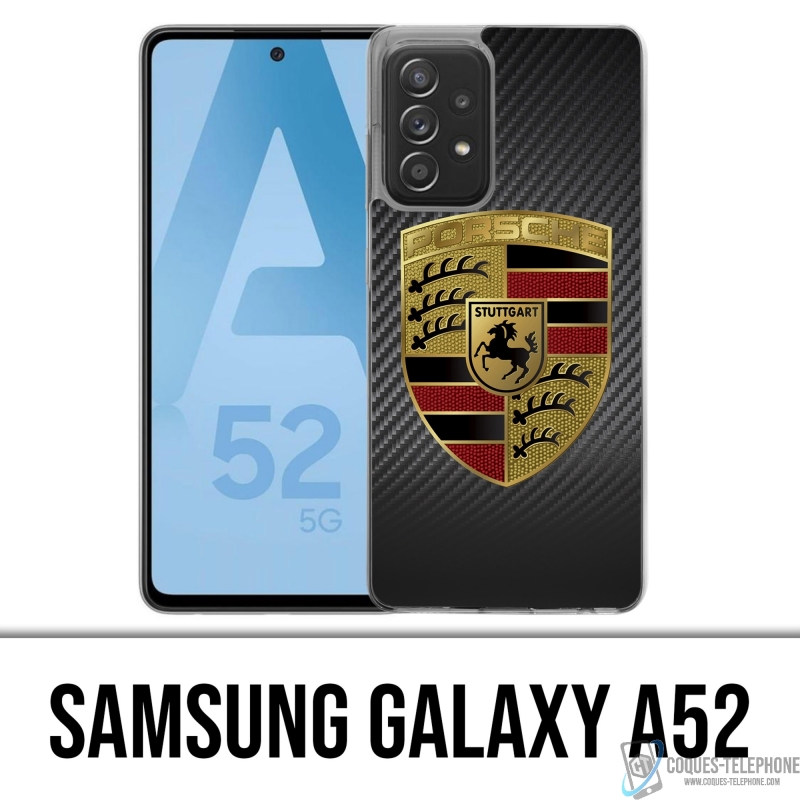 Custodia per Samsung Galaxy A52 - Logo Porsche in carbonio