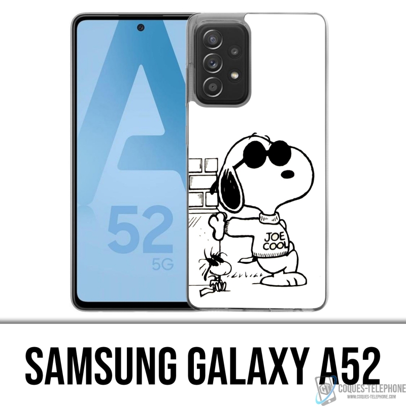 Coque Samsung Galaxy A52 - Snoopy Noir Blanc