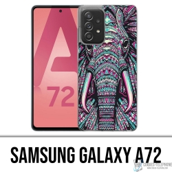 Custodia per Samsung Galaxy A72 - Elefante azteco colorato