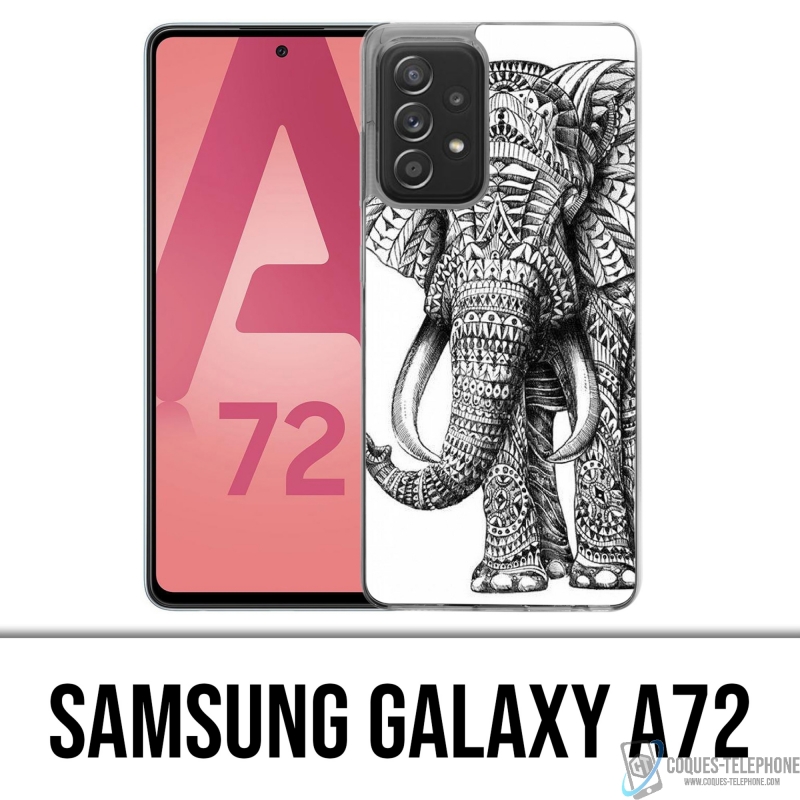 Samsung Galaxy A72 Case - Aztec Elephant Black And White