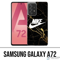 Custodia per Samsung Galaxy A72 - Logo Nike in marmo color oro