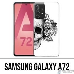 Samsung Galaxy A72 Case - Skull Head Roses Black White