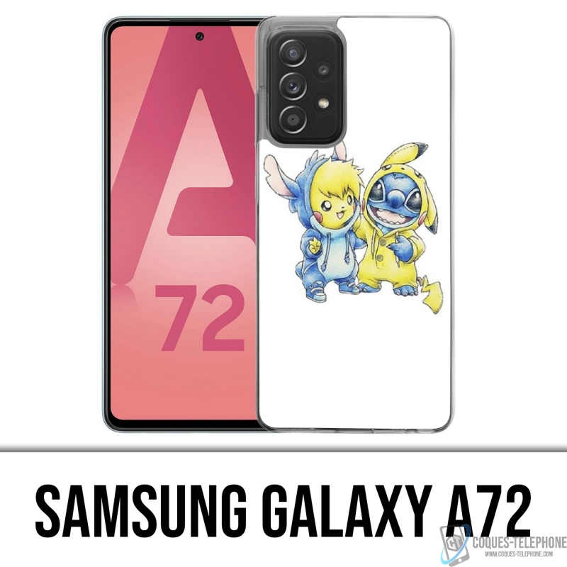 Coque Samsung Galaxy A72 - Stitch Pikachu Bébé