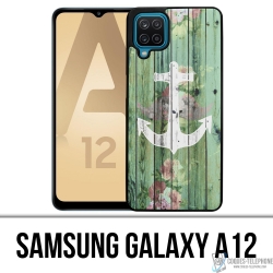 Funda para Samsung Galaxy A12 - Madera azul marino ancla