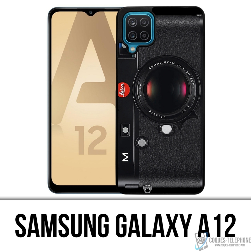 Samsung Galaxy A12 Case - Vintage Kamera Schwarz