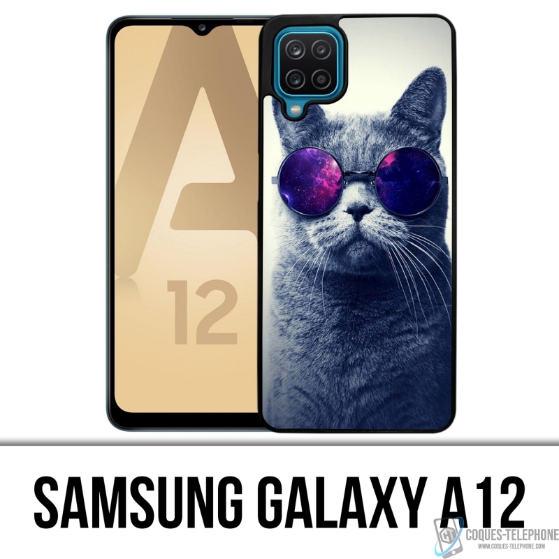 Coque Samsung Galaxy A12 - Chat Lunettes Galaxie