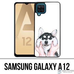 Coque Samsung Galaxy A12 - Chien Husky Joues