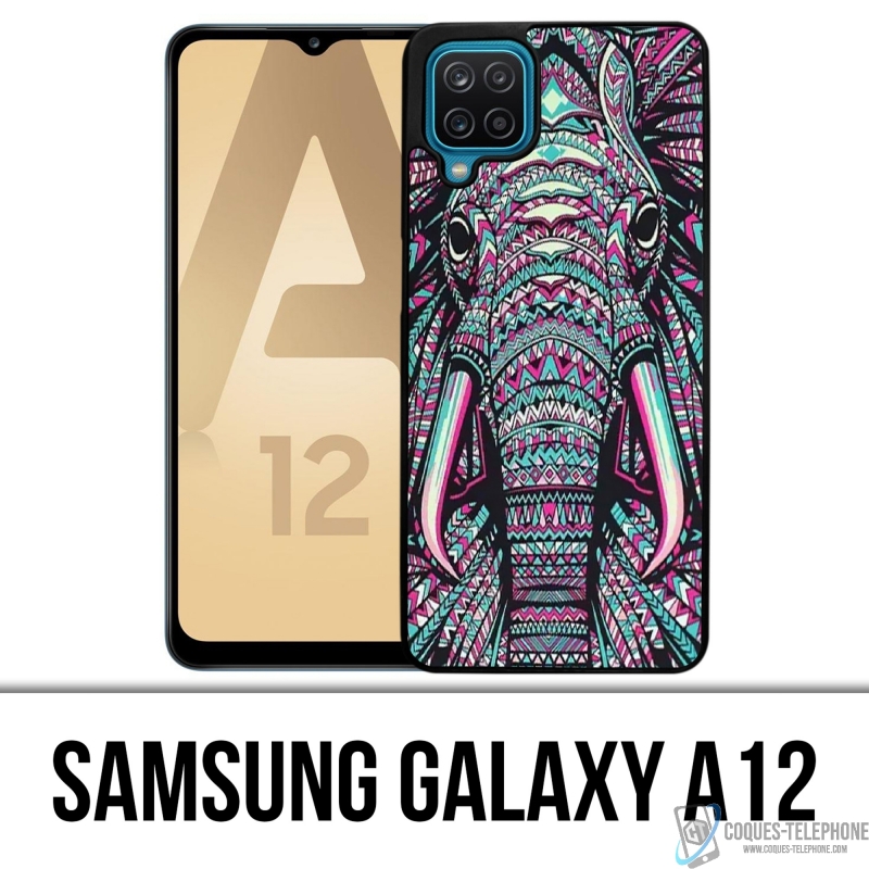 Custodia Samsung Galaxy A12 - Elefante azteco colorato