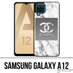Samsung Galaxy A12 Case - Chanel White Marble
