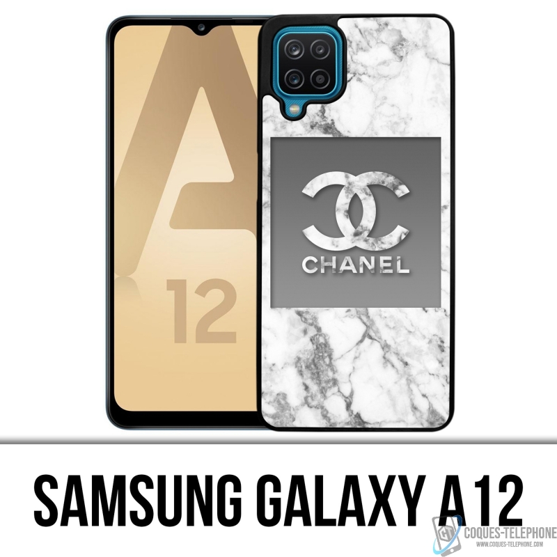Coque Samsung Galaxy A12 - Chanel Marbre Blanc