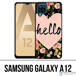 Coque Samsung Galaxy A12 - Hello Coeur Rose