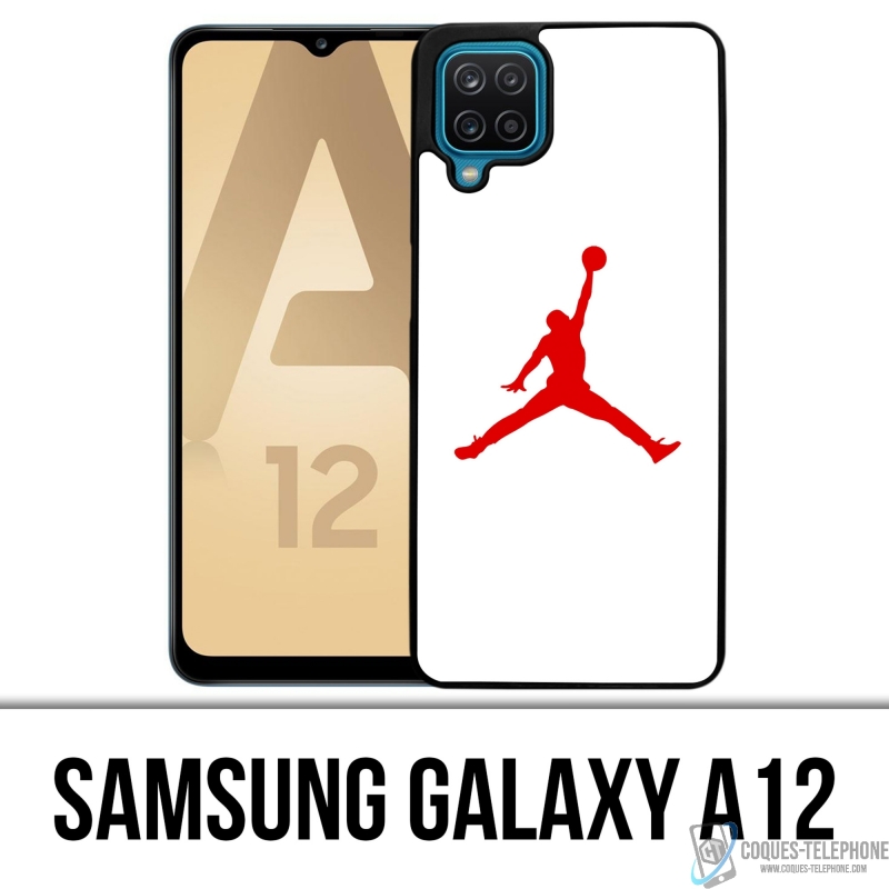 Coque Samsung Galaxy A12 - Jordan Basketball Logo Blanc