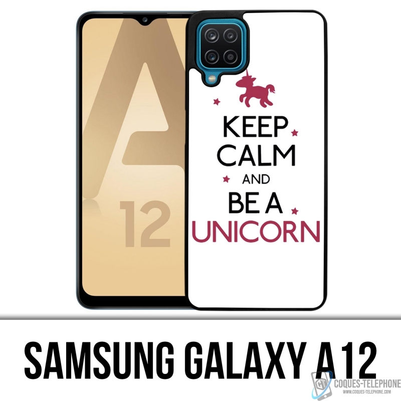 Coque Samsung Galaxy A12 - Keep Calm Unicorn Licorne