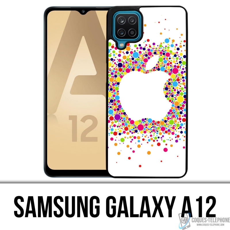 Coque Samsung Galaxy A12 - Logo Apple Multicolore