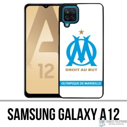 Coque Samsung Galaxy A12 - Logo Om Marseille Blanc