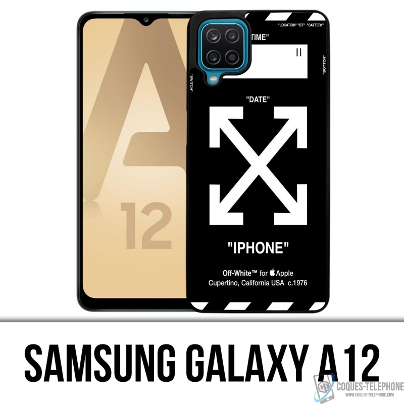Coque Samsung Galaxy A12 - Off White Noir