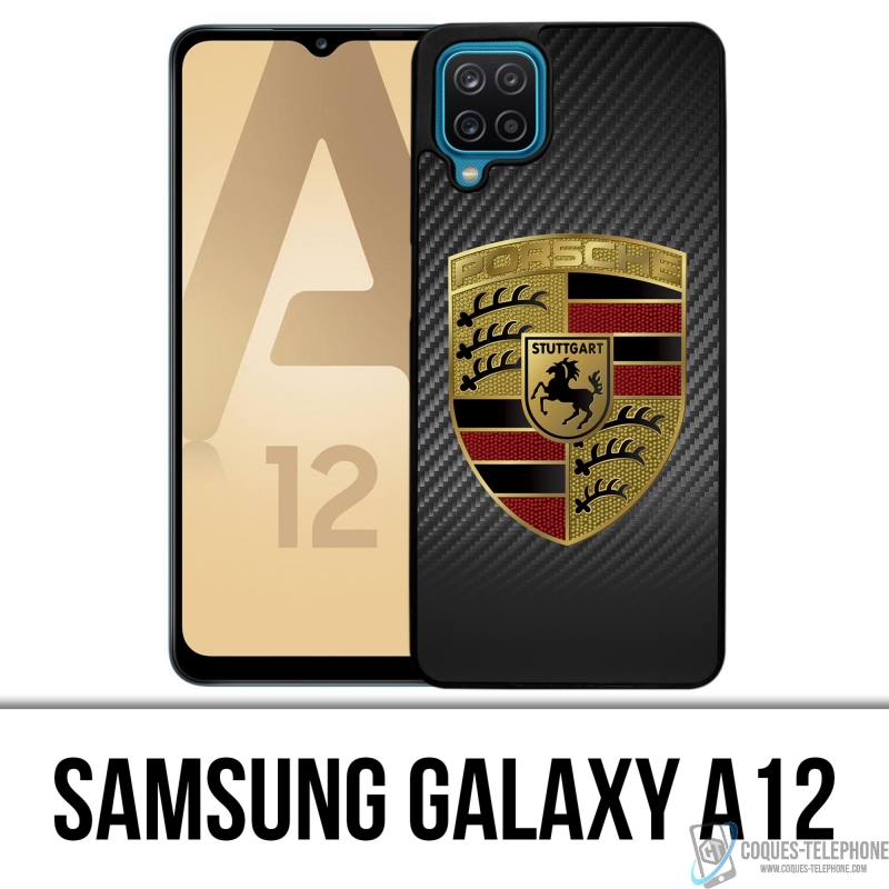 Carcasa Samsung Galaxy A12 - Porsche Logo Carbon