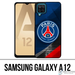 Custodia per Samsung Galaxy A12 - Logo Psg in metallo cromato