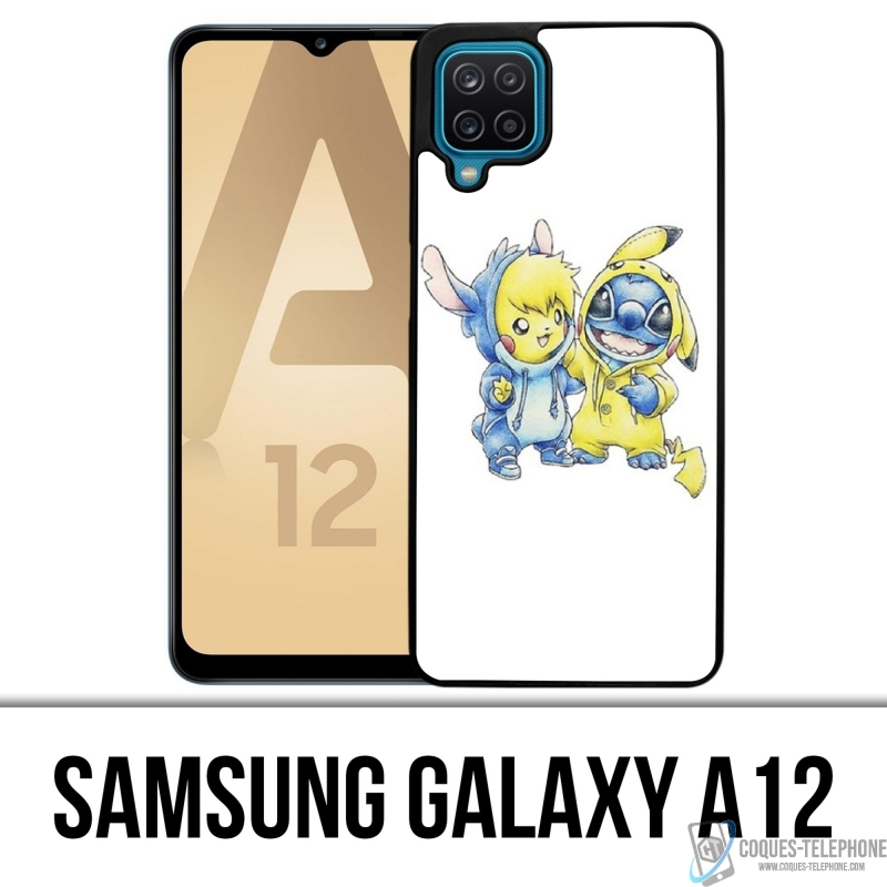 Coque Samsung Galaxy A12 - Stitch Pikachu Bébé