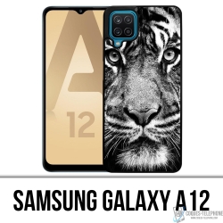 Samsung Galaxy A12 Case - Schwarzweißer Tiger