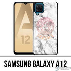 Samsung Galaxy A12 Case - Versace Weißer Marmor