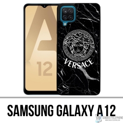 Samsung Galaxy A12 Case - Versace Schwarzer Marmor