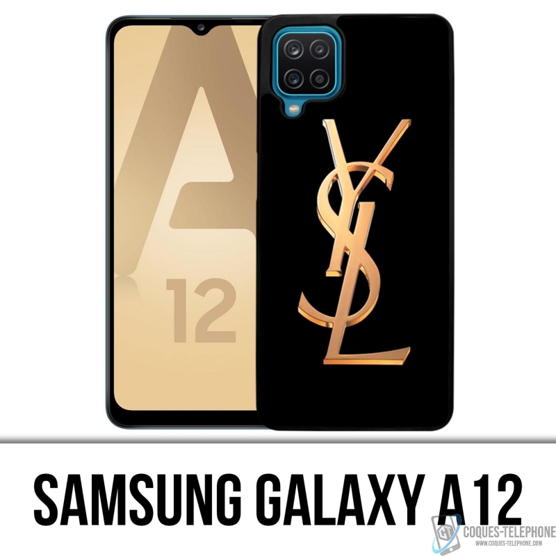 Custodia Samsung Galaxy A12 - Logo Ysl Yves Saint Laurent Oro