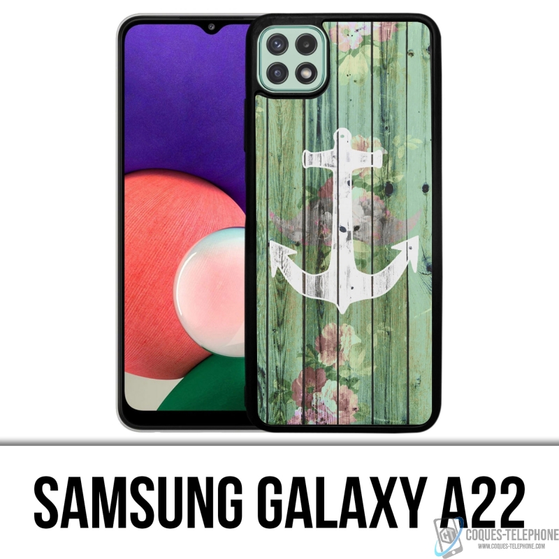Coque Samsung Galaxy A22 - Ancre Marine Bois