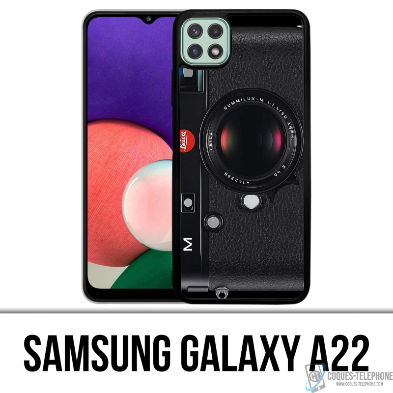 Samsung Galaxy A22 Case - Vintage Kamera Schwarz