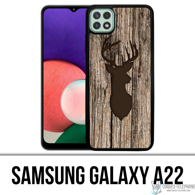 Coque Samsung Galaxy A22 - Cerf Bois