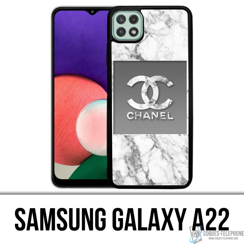 Coque Samsung Galaxy A22 - Chanel Marbre Blanc