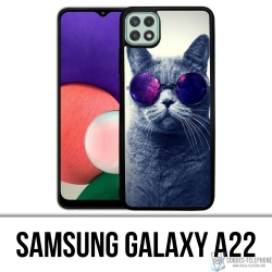 Coque Samsung Galaxy A22 - Chat Lunettes Galaxie