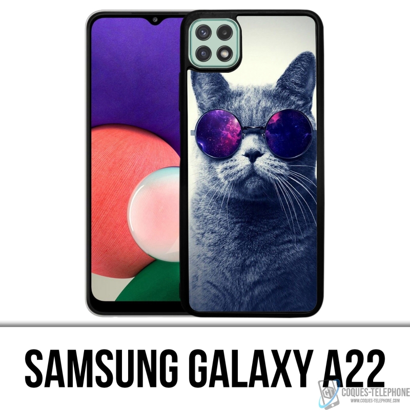 Samsung Galaxy A22 Case - Cat Galaxy Glasses