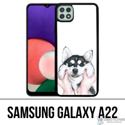 Coque Samsung Galaxy A22 - Chien Husky Joues