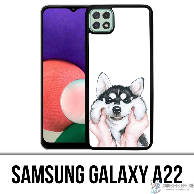 Coque Samsung Galaxy A22 - Chien Husky Joues