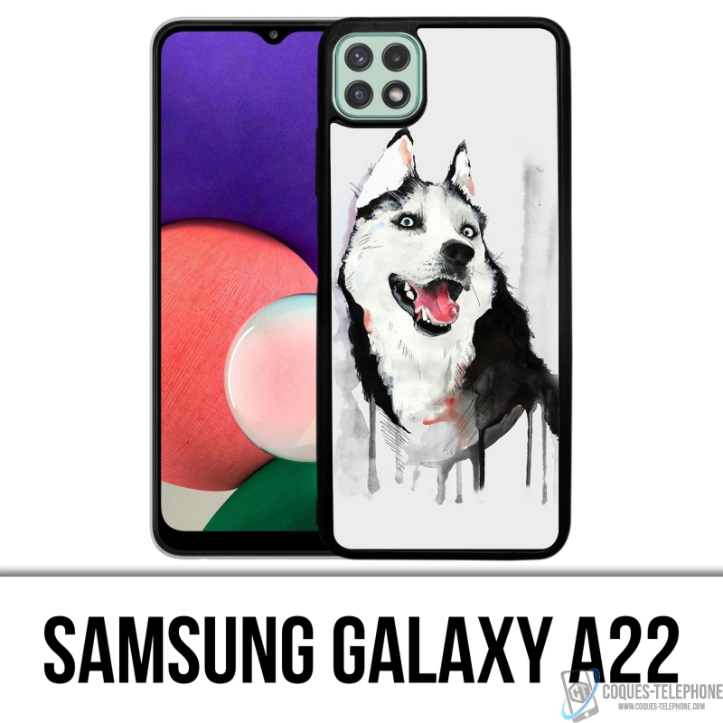 Coque Samsung Galaxy A22 - Chien Husky Splash