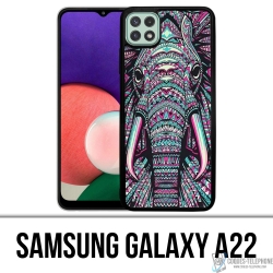 Custodia per Samsung Galaxy A22 - Elefante azteco colorato