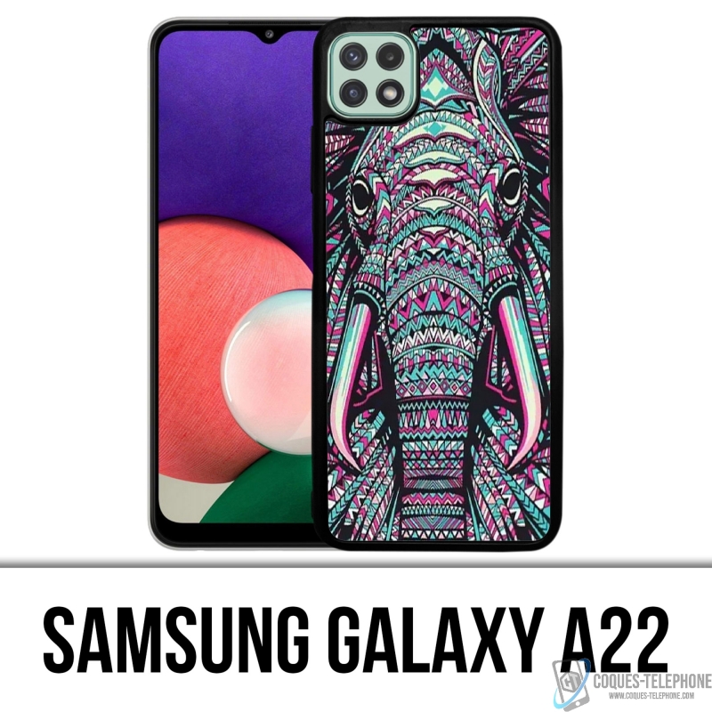 Funda Samsung Galaxy A22 - Elefante azteca de colores