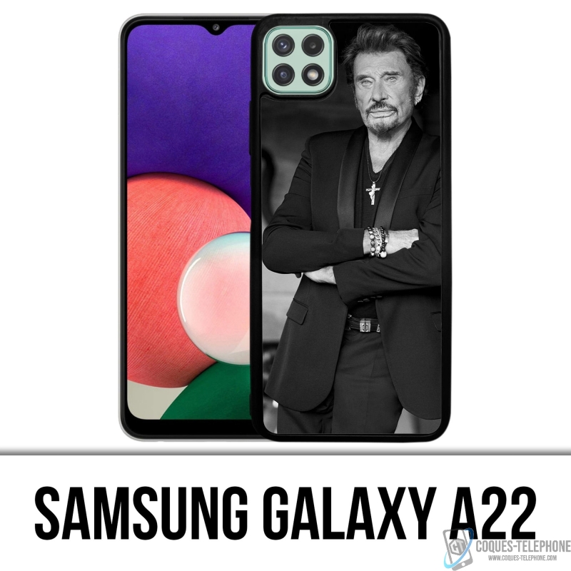 Coque Samsung Galaxy A22 - Johnny Hallyday Noir Blanc