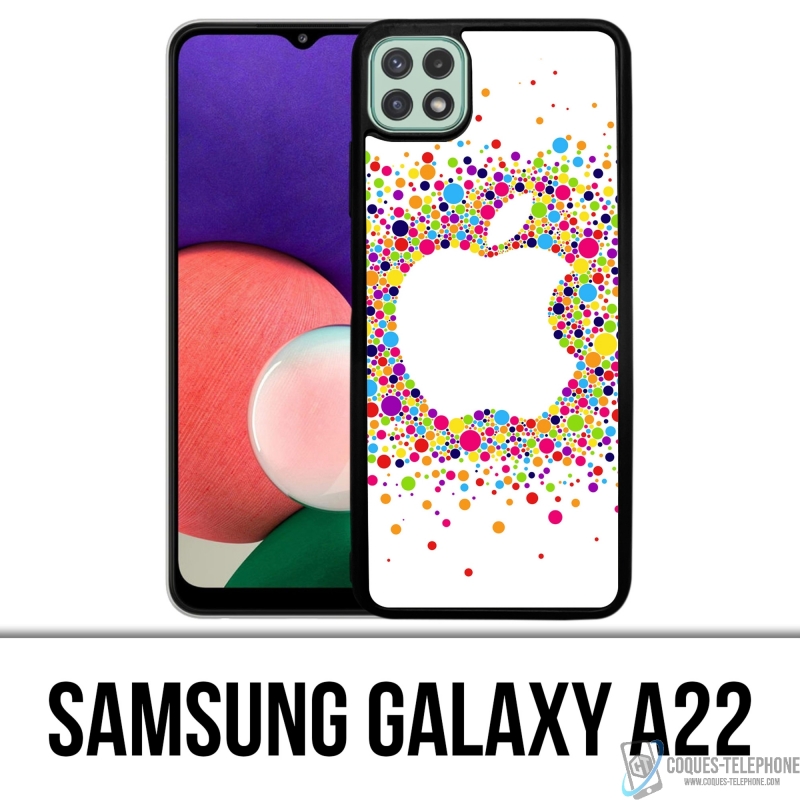 Coque Samsung Galaxy A22 - Logo Apple Multicolore