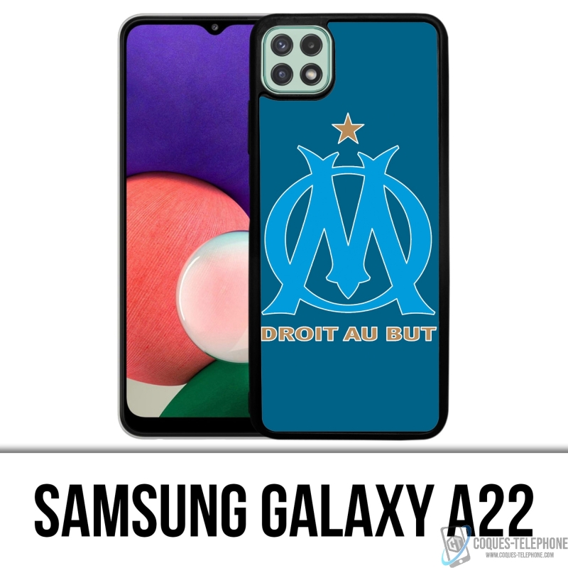 Coque Samsung Galaxy A22 - Logo Om Marseille Big Fond Bleu